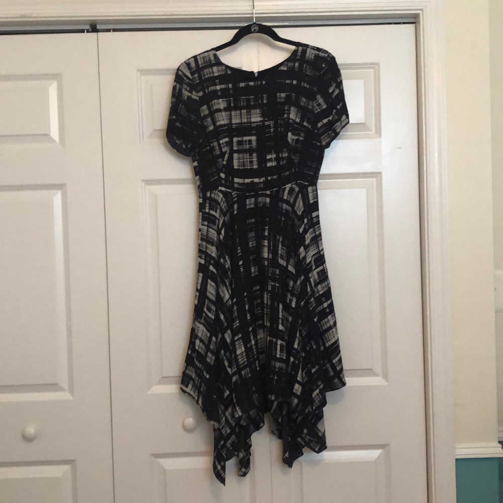 Anthropologie Navy Asymmetrical Hem Dress
